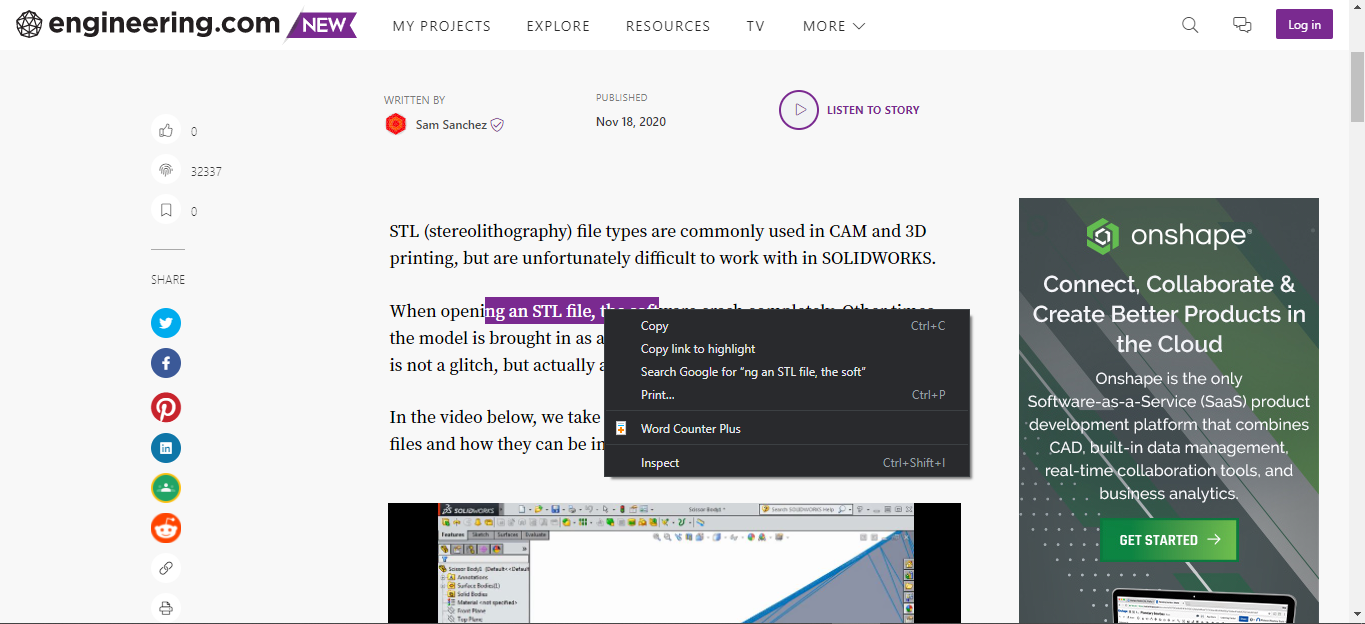 Опция «Инспектировать» в контекстном меню браузера