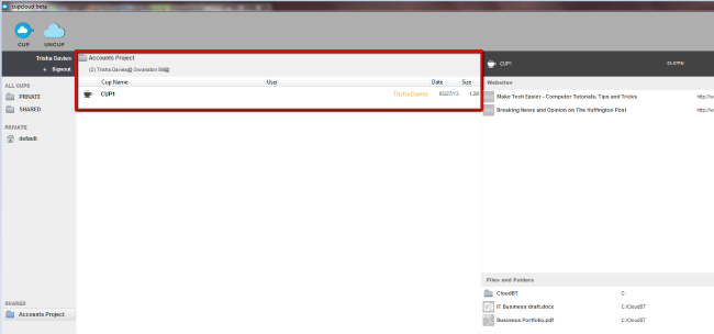 Сохранённый cup в общей папке — вид на элемент в интерфейсе