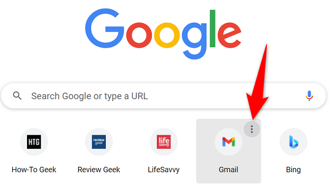 Выберите три точки в правом верхнем углу ярлыка.
