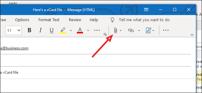Значок «Прикрепить файл» в Outlook