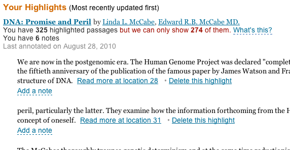 Просмотр списка выделений и заметок