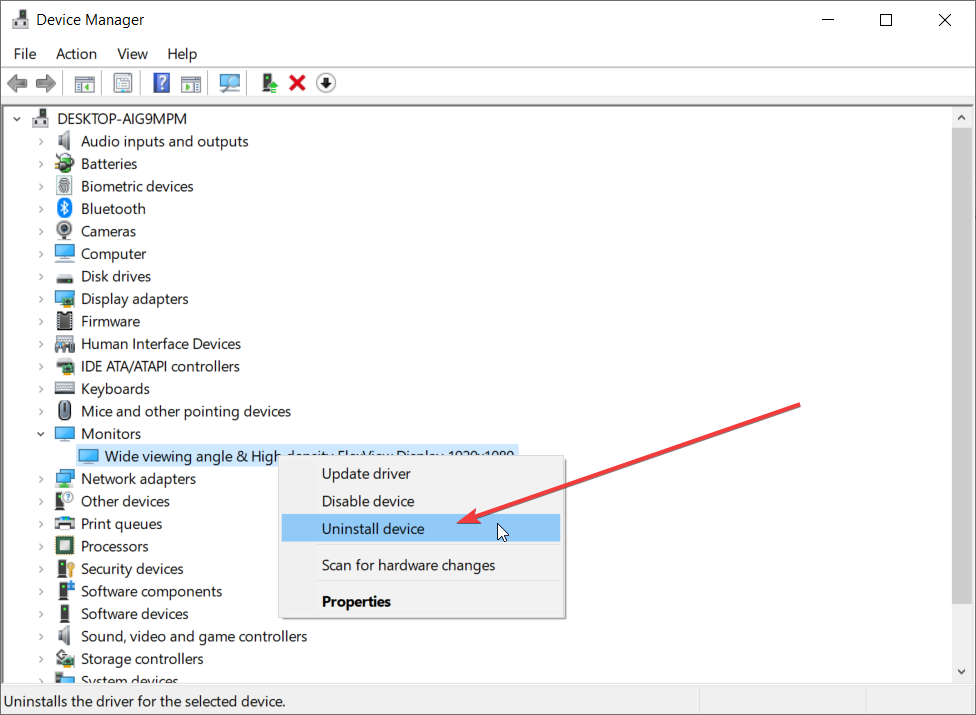 Подтверждение удаления драйвера монитора