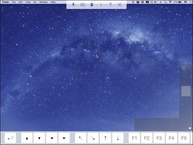 Панель управления VNC Viewer с кнопками клавиатуры и управления мышью