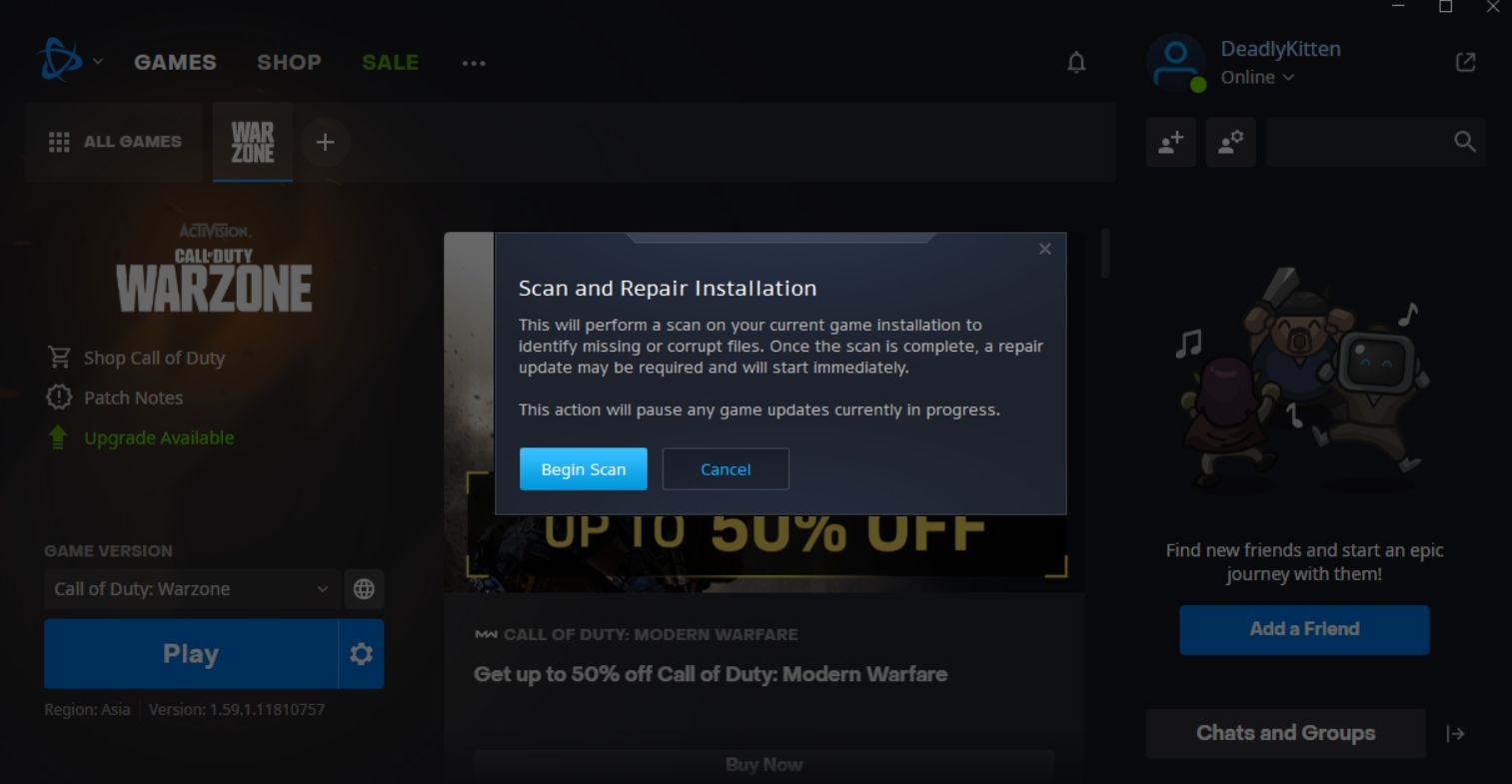 Repairing COD Warzone  