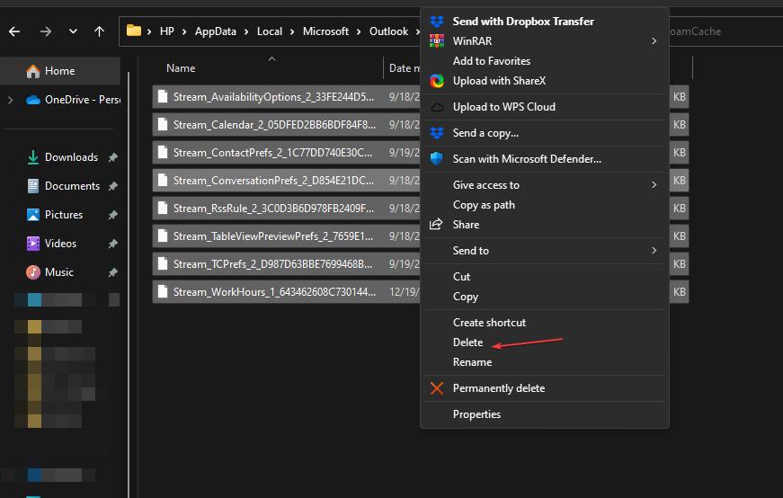 Выделение и удаление файлов в RoamCache