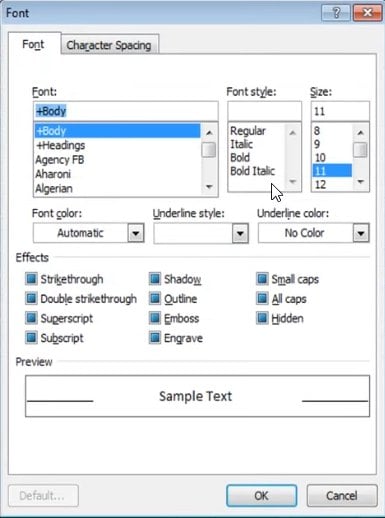 Применение шрифта в старых версиях Outlook