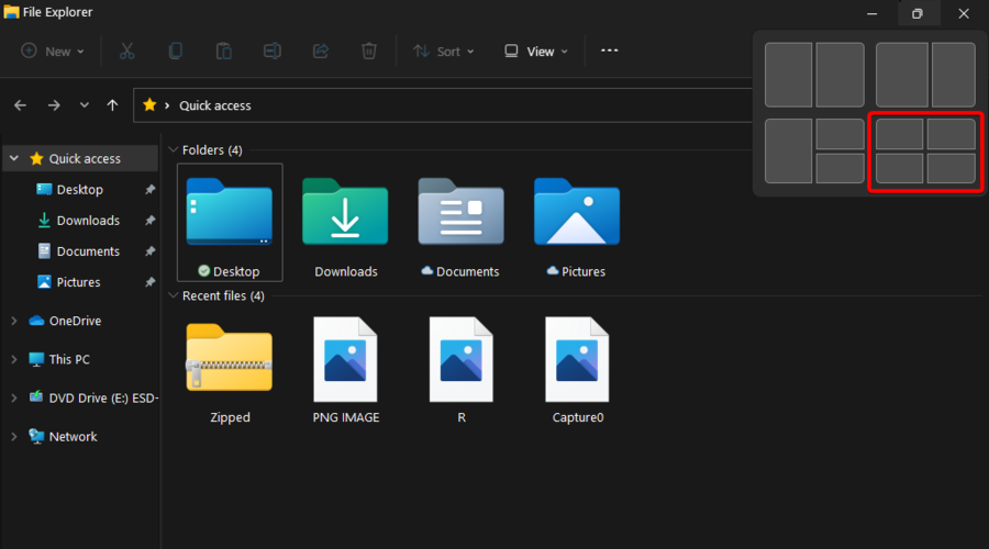 Четырёхчастный макет с четырьмя приложениями на одном экране