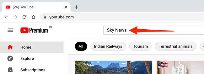 Поиск канала на YouTube.
