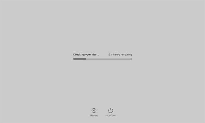 Интерфейс Apple Diagnostics во время теста