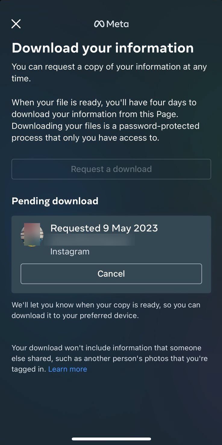 data download requested