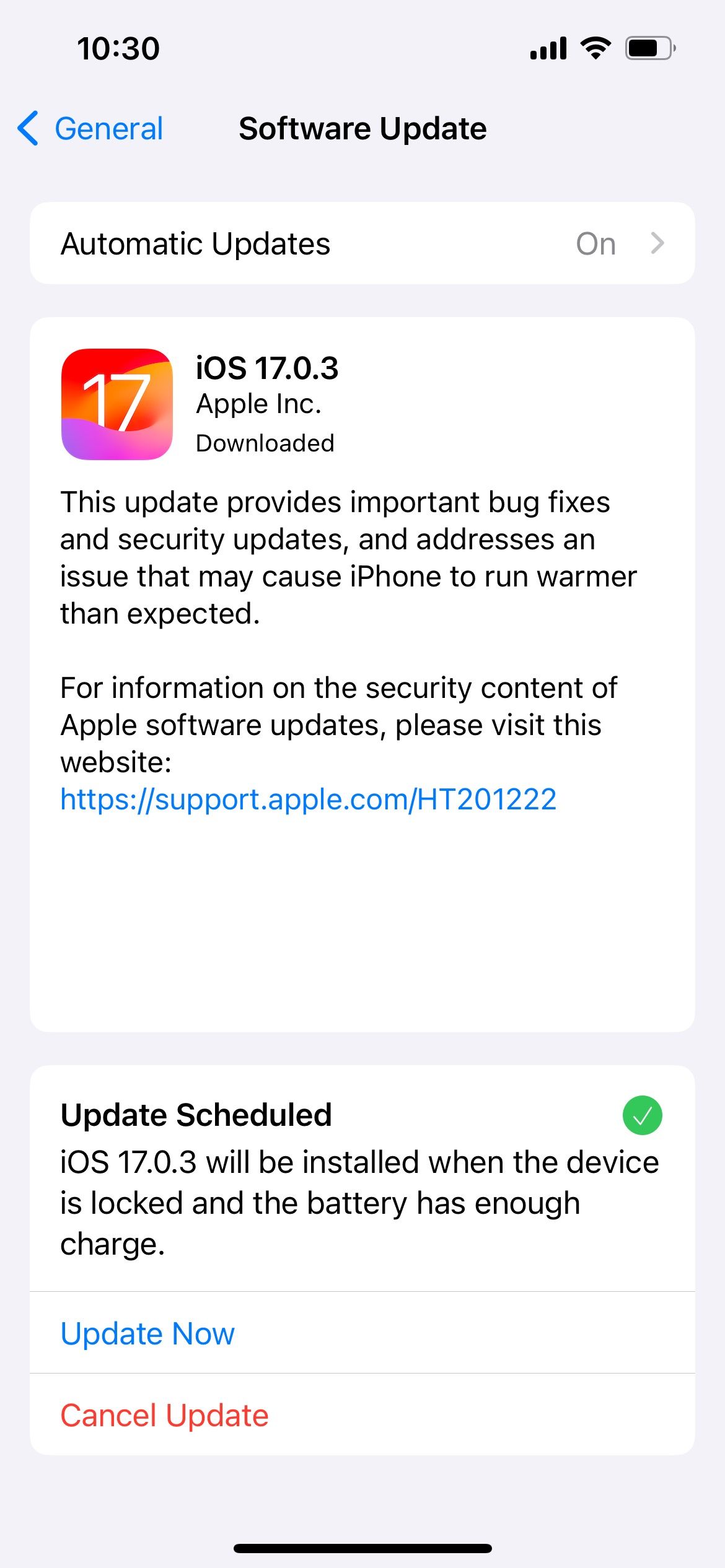 iPhone: обновление до iOS 17.0.3