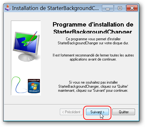 Окно установки 1: начало установки и кнопки подтверждения