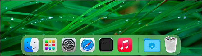 Пример Dock на Mac без отображения недавно использованных программ.