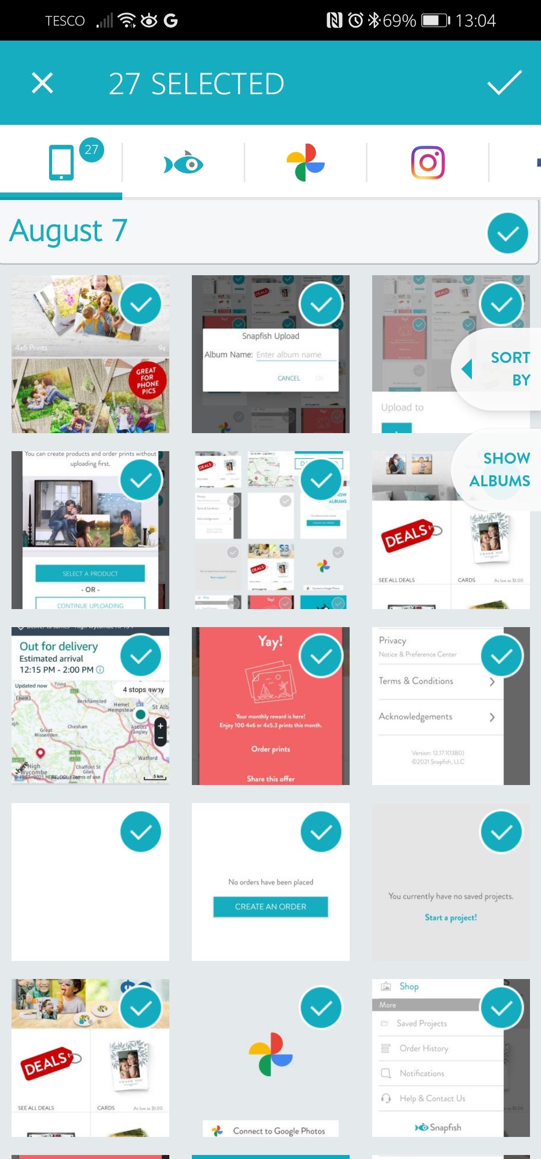 Выбор фотографий для печати Snapfish