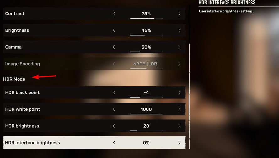 Impostazioni HDR in Stalker 2 con opzione attivabile