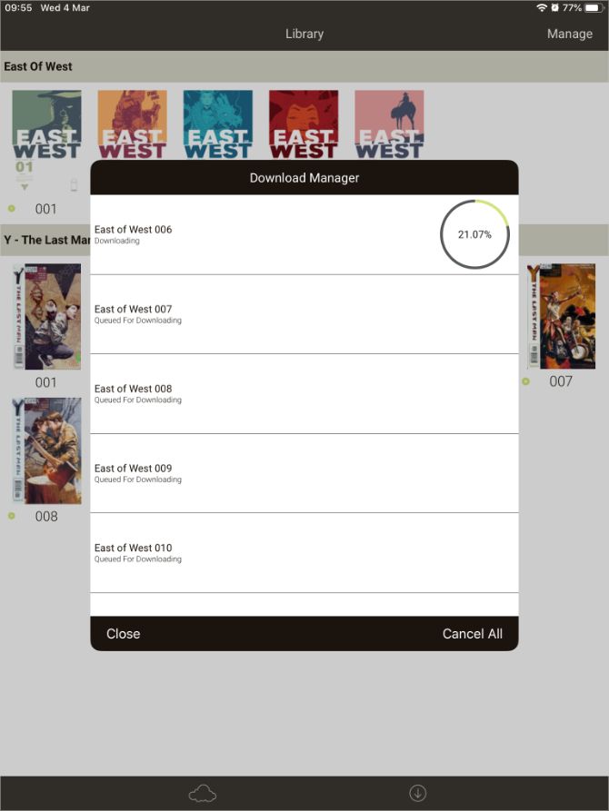Коллекция в iComix: минималистичный список комиксов