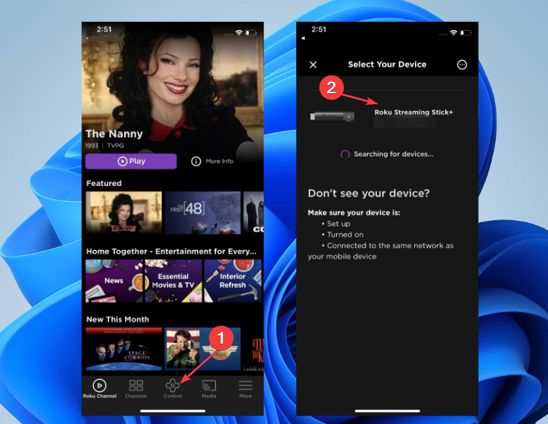 Подключение Roku через мобильное приложение