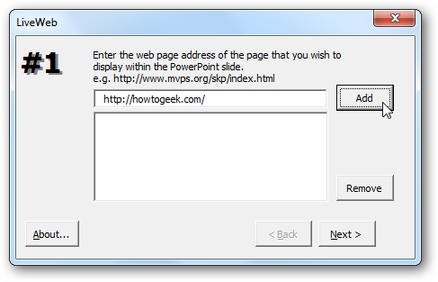 Добавить адрес веб-страницы с http или https