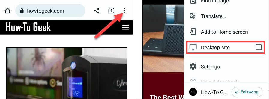 Просмотр десктопной версии на Android.