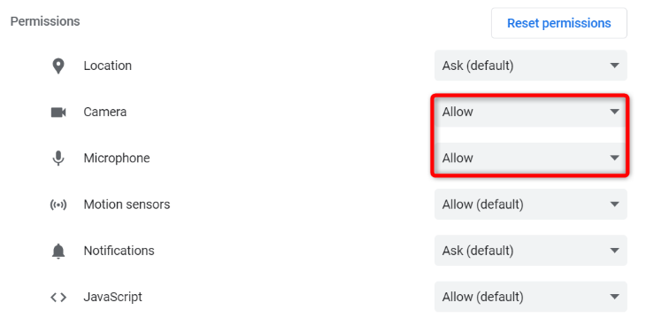 Включите камеру и микрофон для Omegle в Chrome.