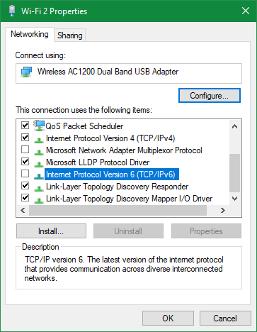 Windows Disable IPv6