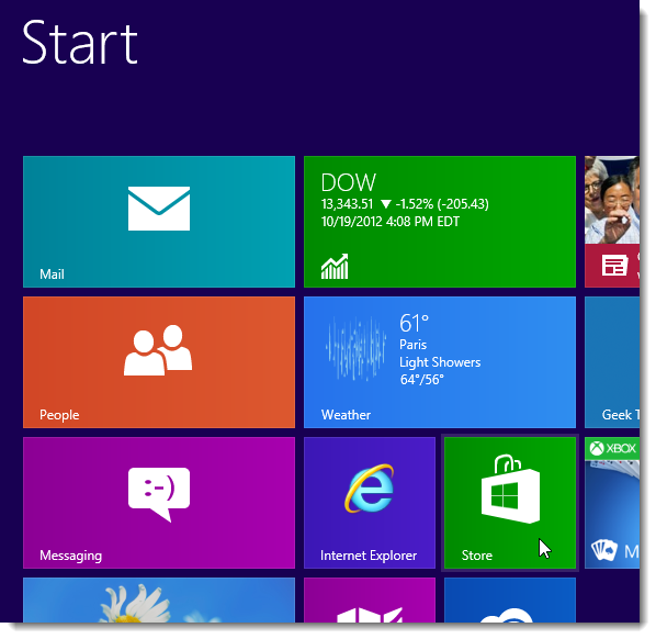 Плитка Магазина Windows Store на Modern UI