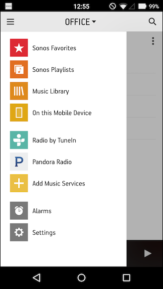 Выбор On this Mobile Device в Sonos