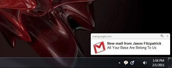 Успешное уведомление Gmail в Chrome
