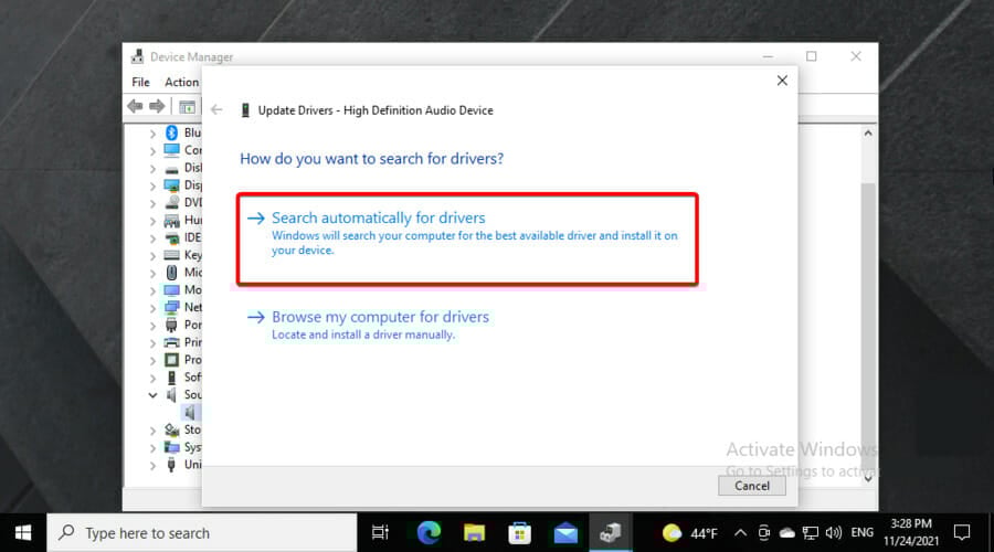 Поиск драйверов автоматически