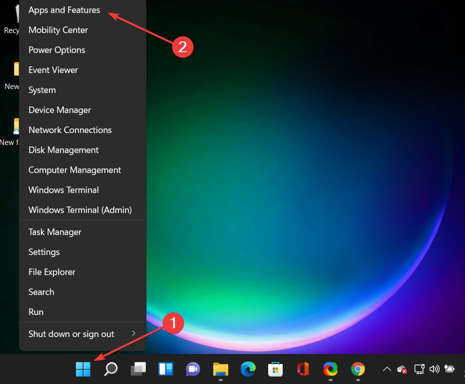 Окно «Приложения и компоненты» в Windows 11