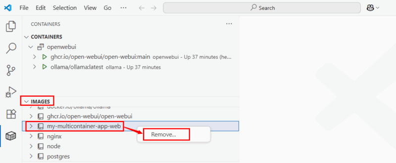 Rimuovere un'immagine Docker