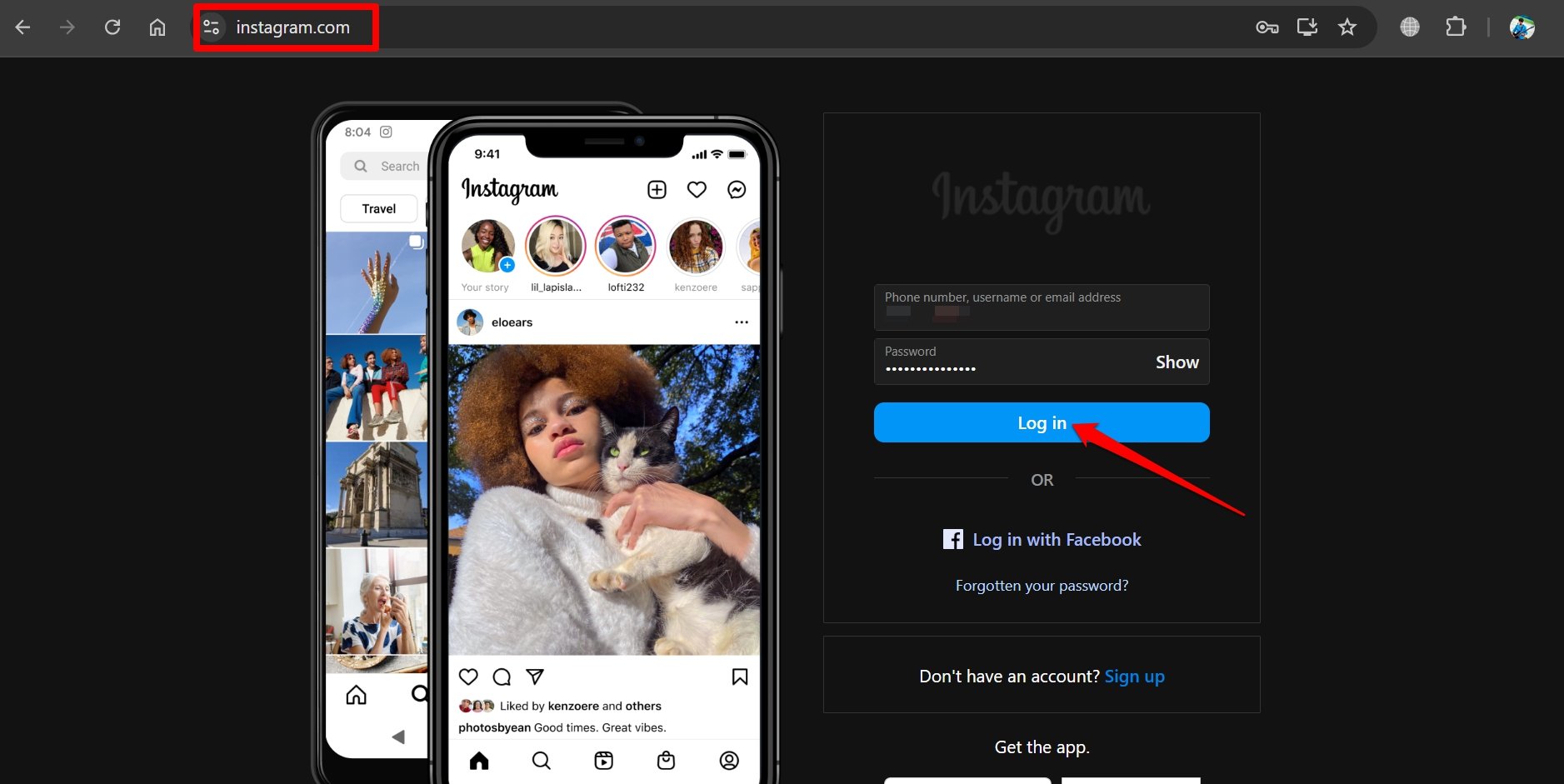 Вход в Instagram с ПК