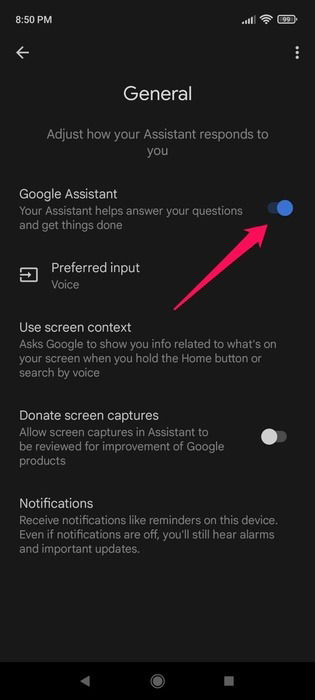 Выключение Google Assistant