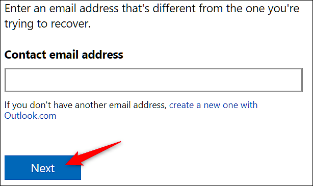 Поле ввода кода, присланного на альтернативную почту