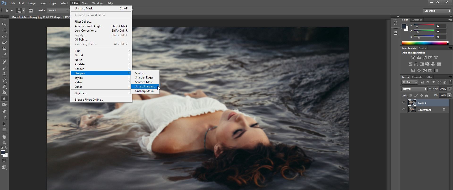 Интеллектуальная резкость в Photoshop