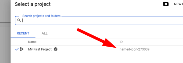 Скриншот с копированием Project ID в консоли GCP