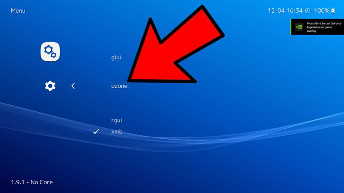 Озонный интерфейс RetroArch (Ozone skin)