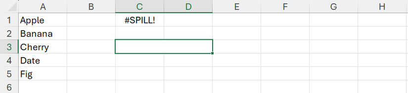 Объединённые ячейки блокируют динамический массив и вызывают ошибку SPILL.