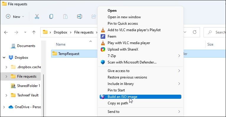 the File Explorer context menu in Windows 11