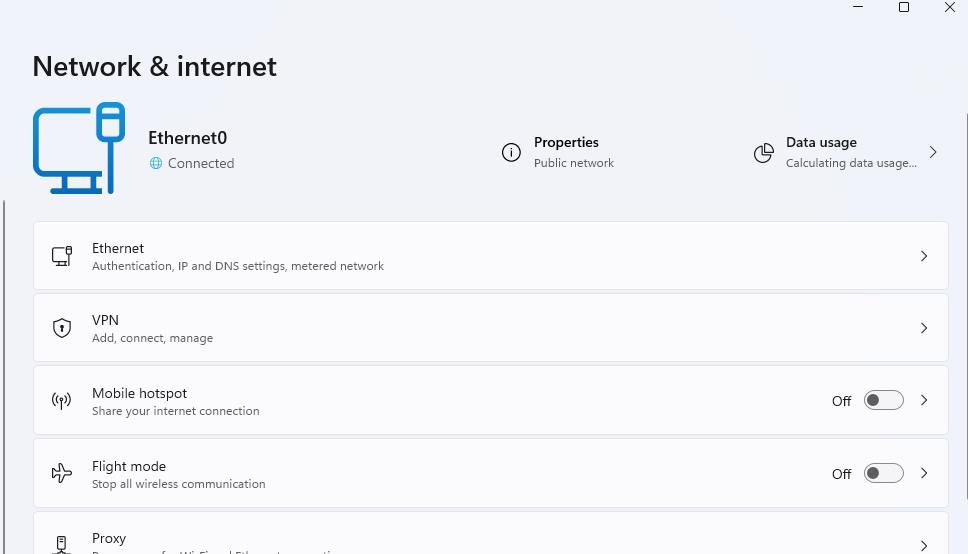 The VPN navigation option 