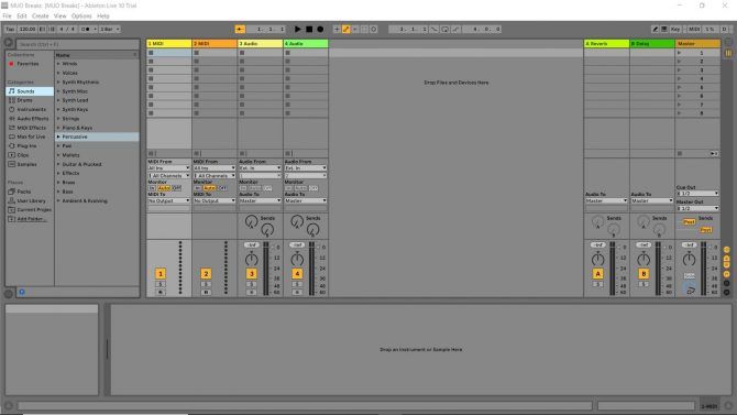 скриншот Session View Ableton с демотреком