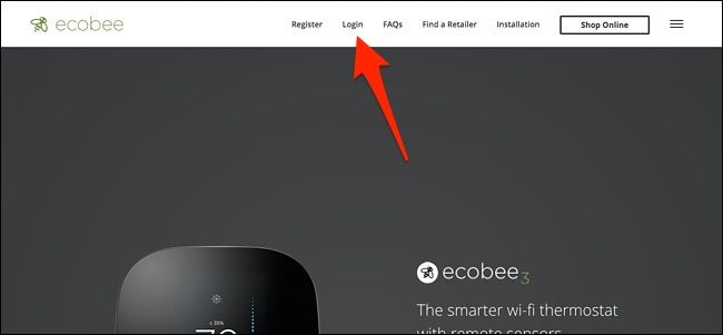 Экран входа в аккаунт Ecobee