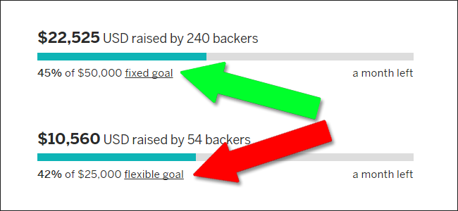 Пример гибкого финансирования Indiegogo — риск получить только деньги.