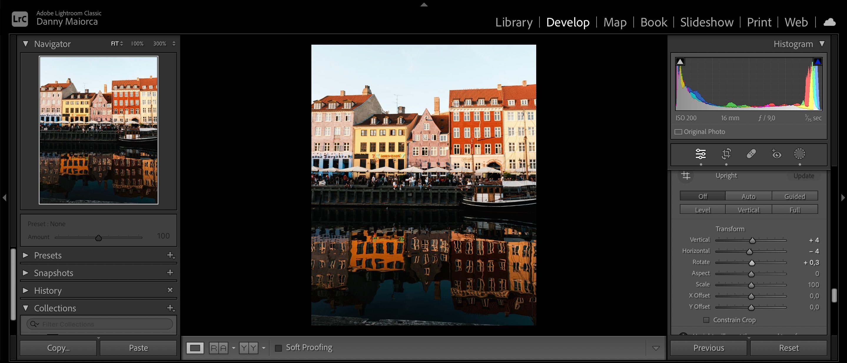 Ползунок Rotate в Adobe Lightroom для вращения кадра