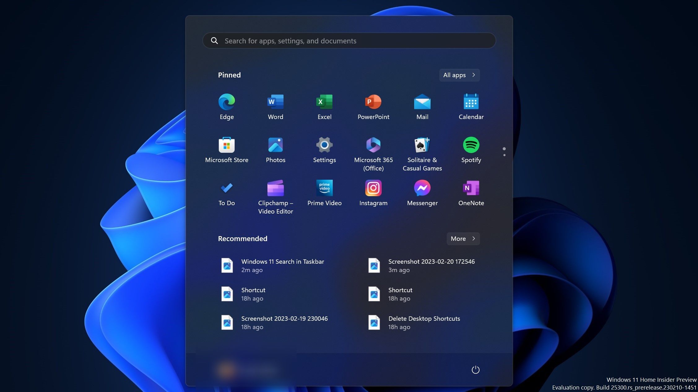 Поиск в меню «Пуск» Windows 11