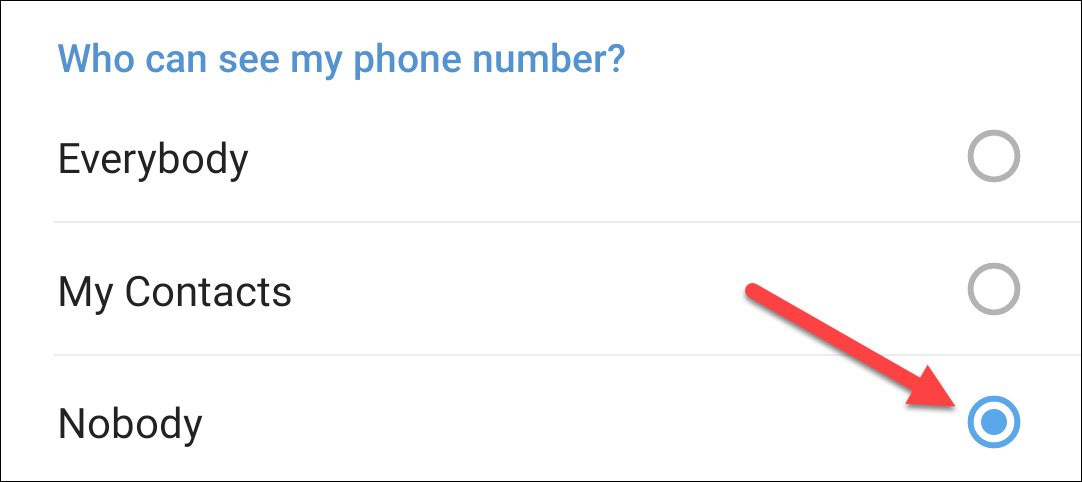 Параметр Кто может найти меня по номеру в Telegram