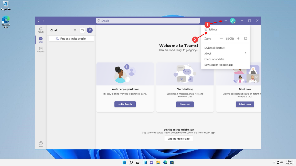 settings and more teams dark mode windows 11