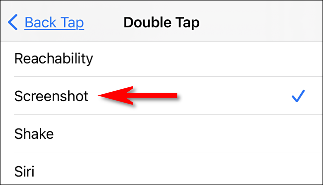 In Back Tap settings, select 