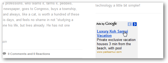 Пример объявления AdSense в сайдбаре Tumblr