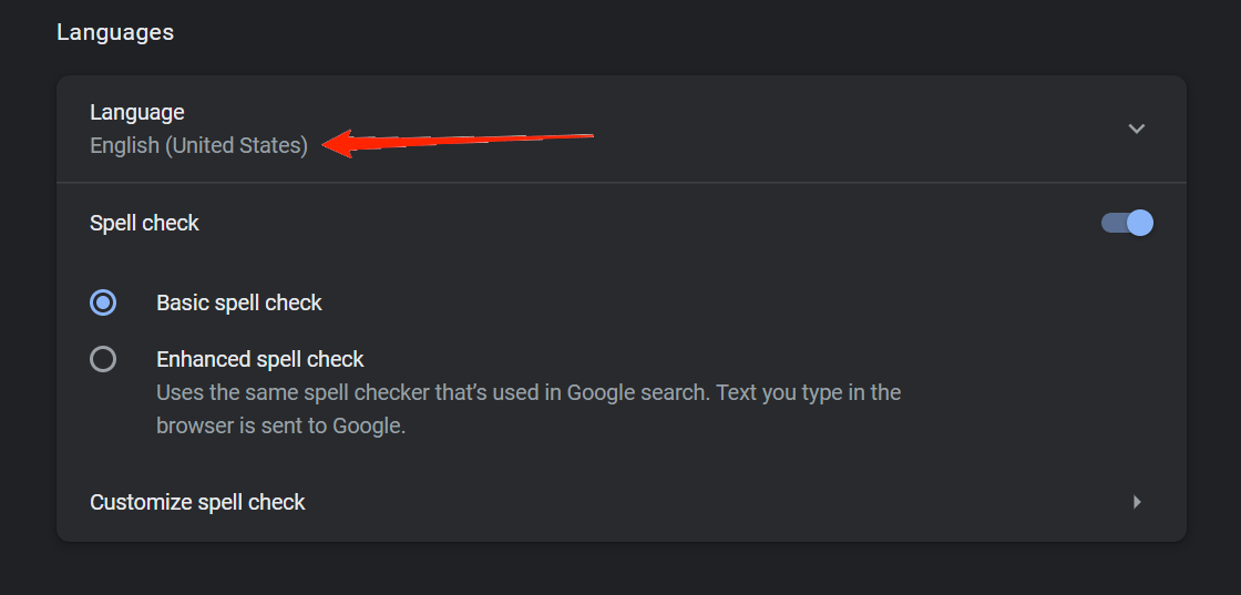 Выбор языка в Chrome